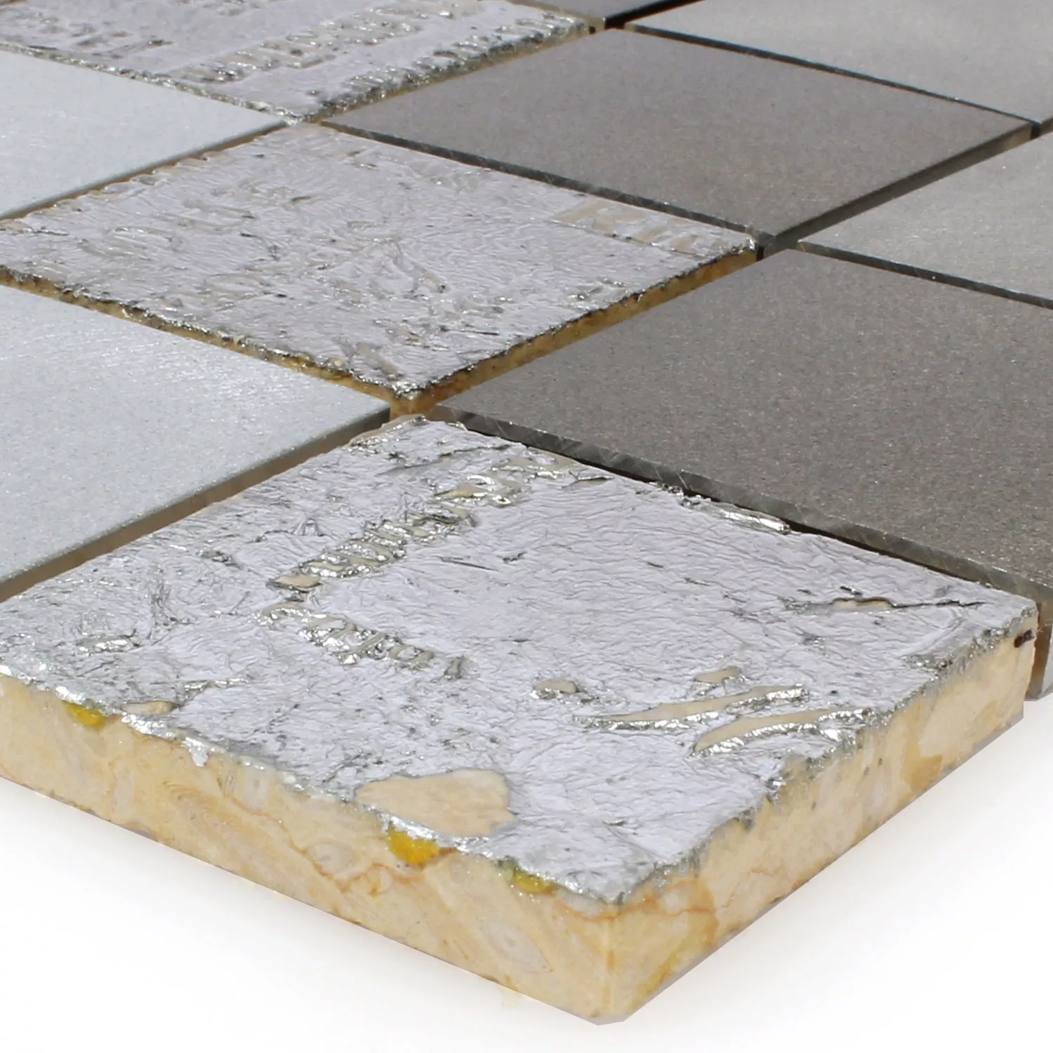 Mosaikkfliser Metall Naturstein Parole Brun Sølv Mosaikkfliser Metall Naturstein Parole Brun Sølv