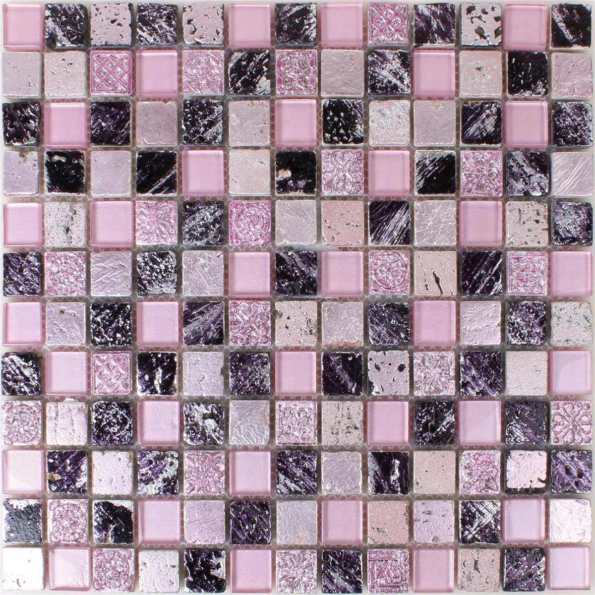 Mosaikkfliser Glass Harpiks Naturstein Rosa Mix