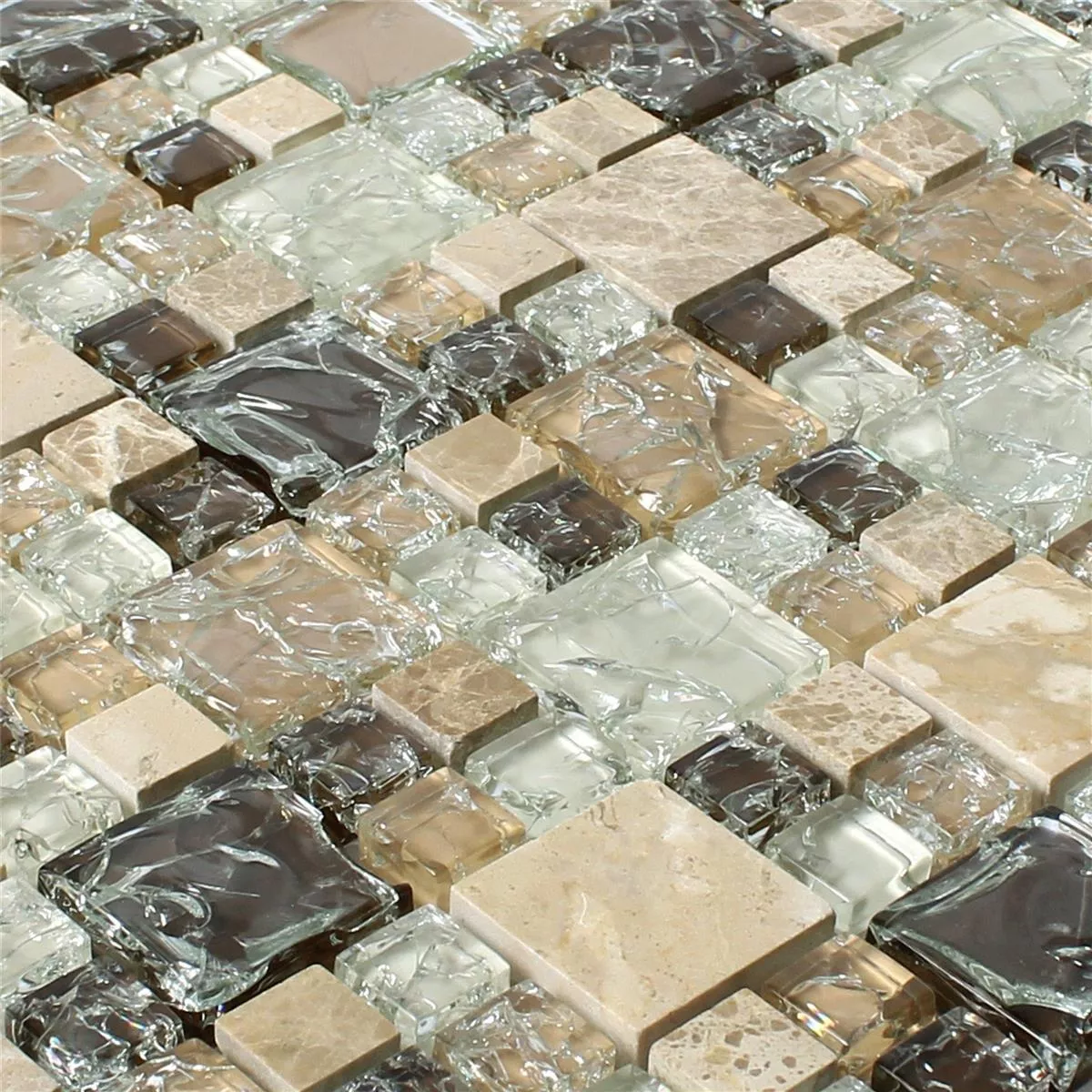 Mosaikkfliser Glass Naturstein Malawi Emperador 2 Mix