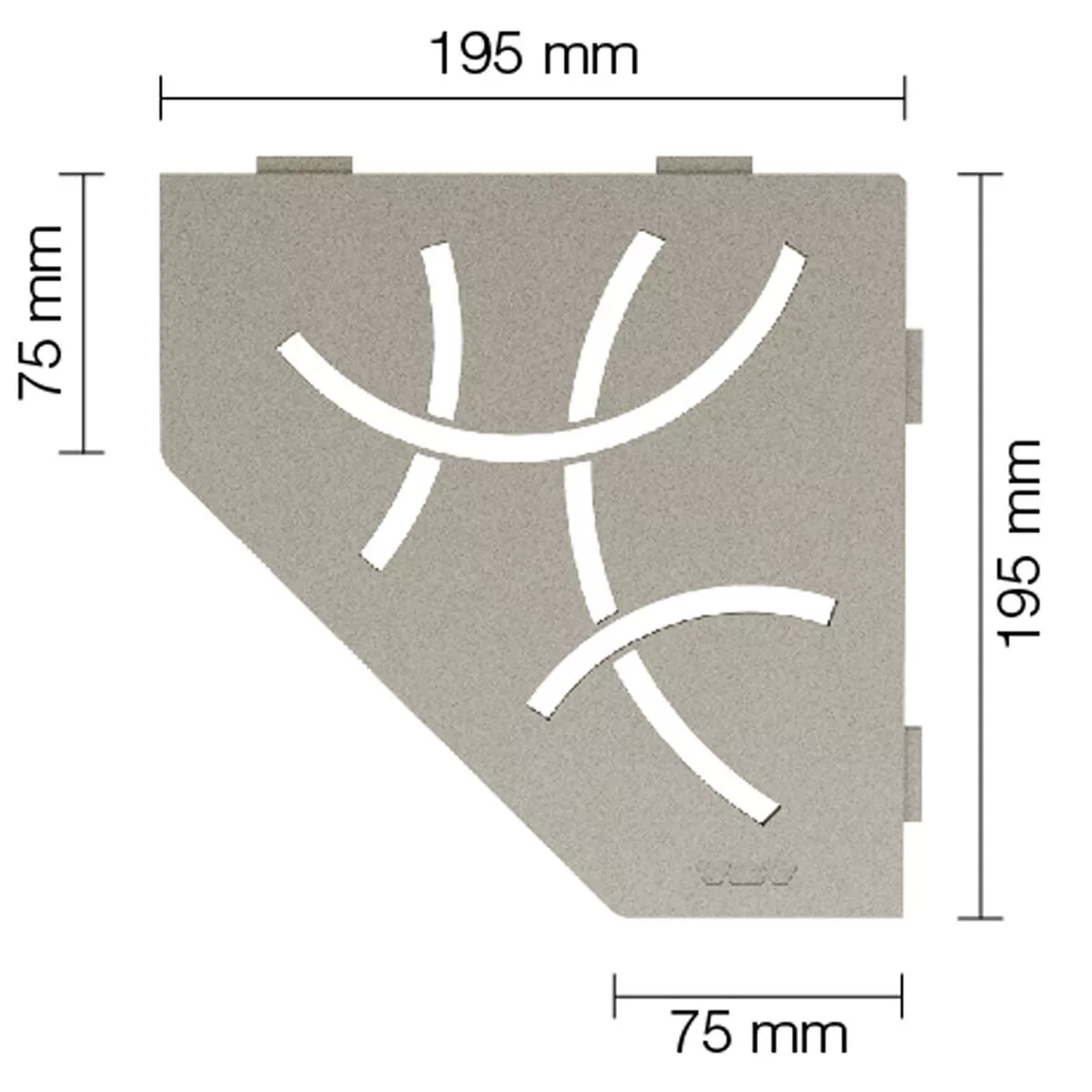 Vegghylle dusjhylle Schlüter 5agon 19,5x19,5cm Curve Grey