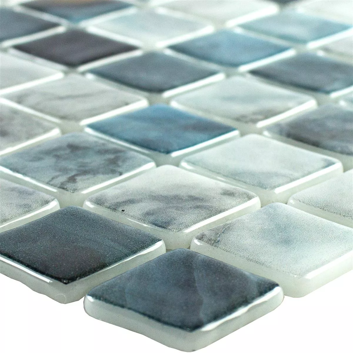 Svømmebassengmosaikk I Glass Baltic Blå Grå 25x25mm
