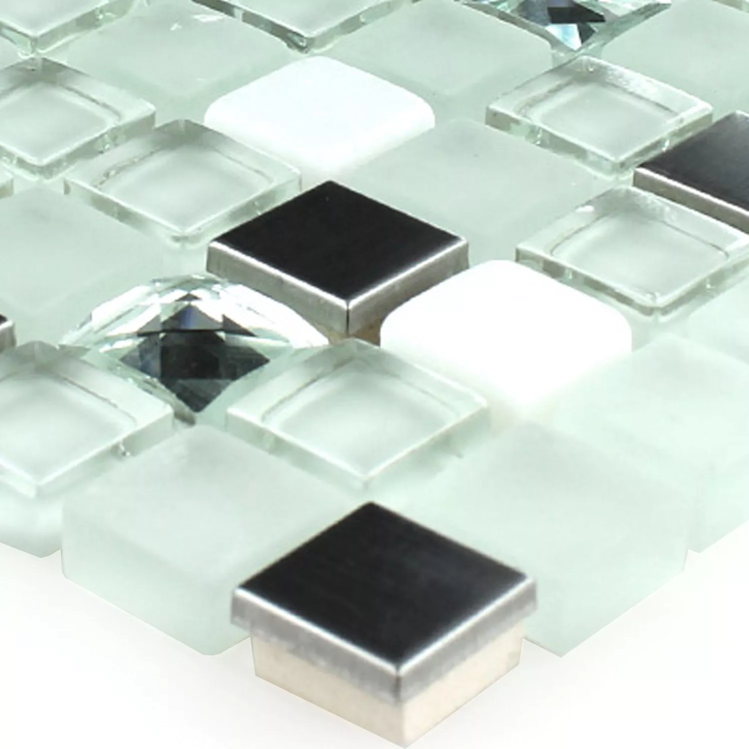 Mosaikkfliser Glass Rustfritt Stål Turkis Diamant