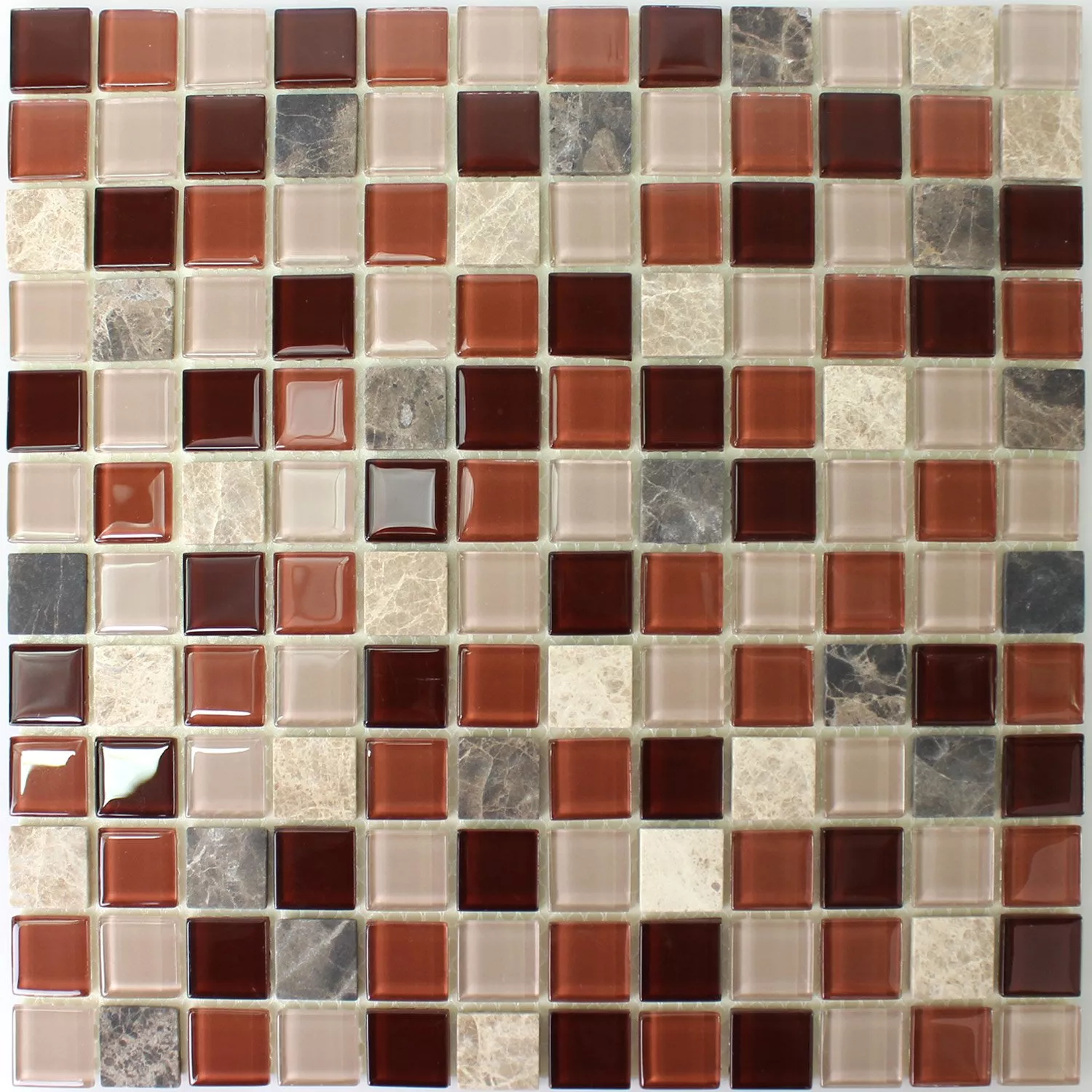 Mønster fra Selvklebende Mosaikkfliser Naturstein Glass Beige Brun Emperador