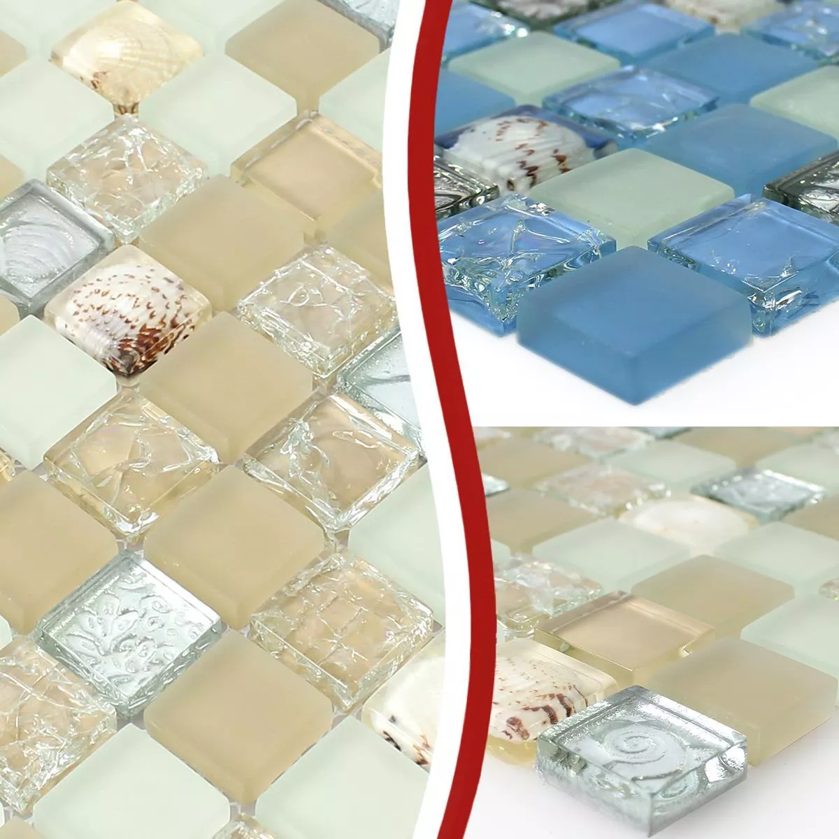 Glass Skall Mosaikkfliser Byron