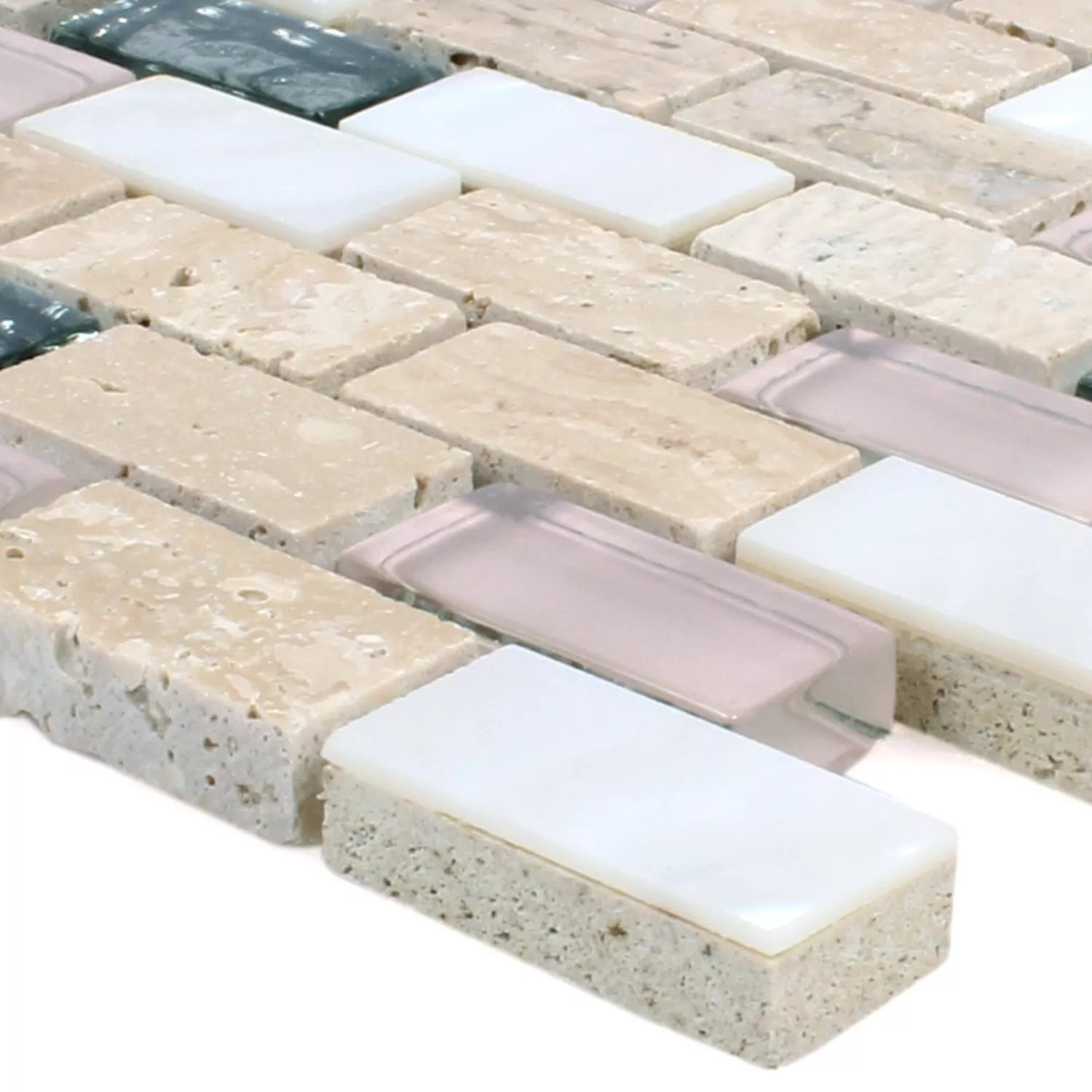 Glass Naturstein Skall Mosaikkfliser Saltanat Beige Rosa