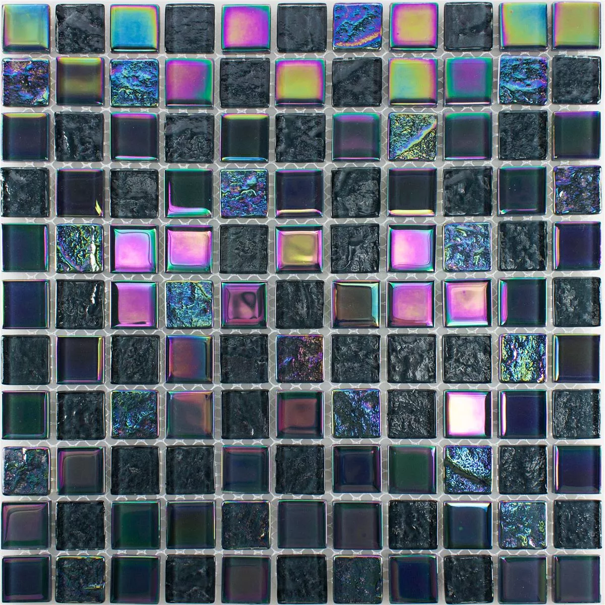 Glass Mosaikk Fliser Perlemor Effekt Manor Svart