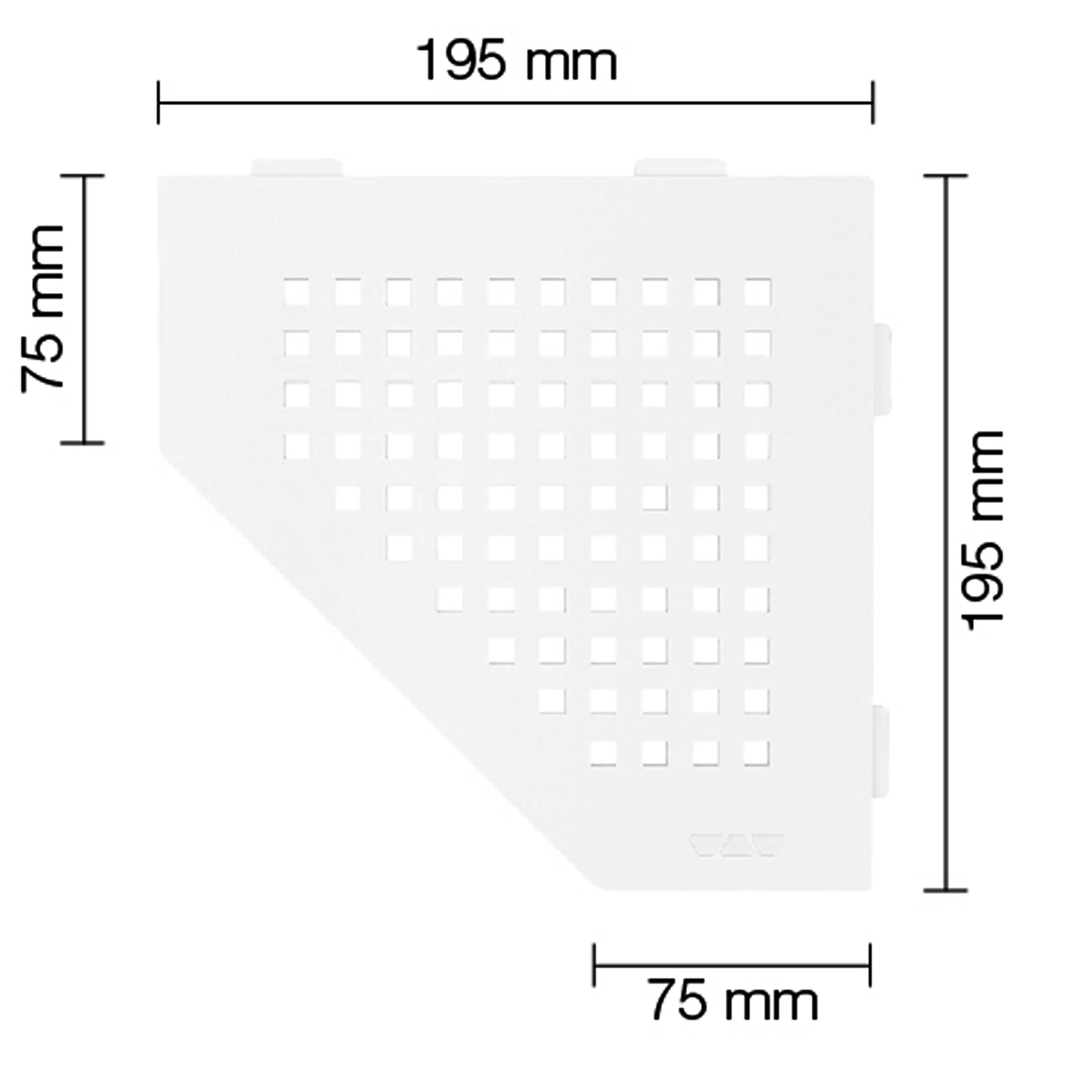 Vegghylle dusjhylle Schlüter 5eck 19,5x19,5cm kvadratisk hvit