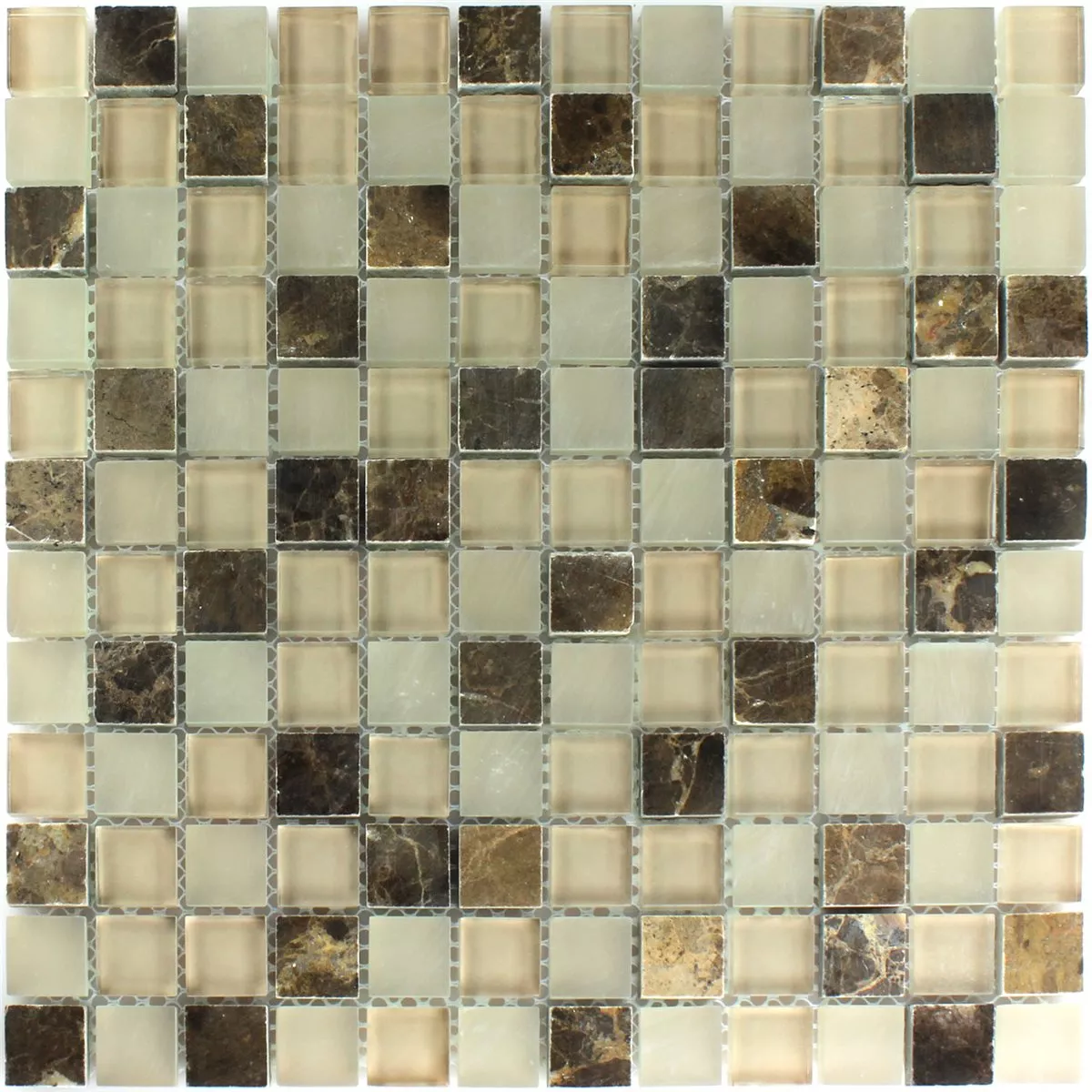 Mosaikkfliser Glass Marmor Quebeck Brun 23x23x8mm