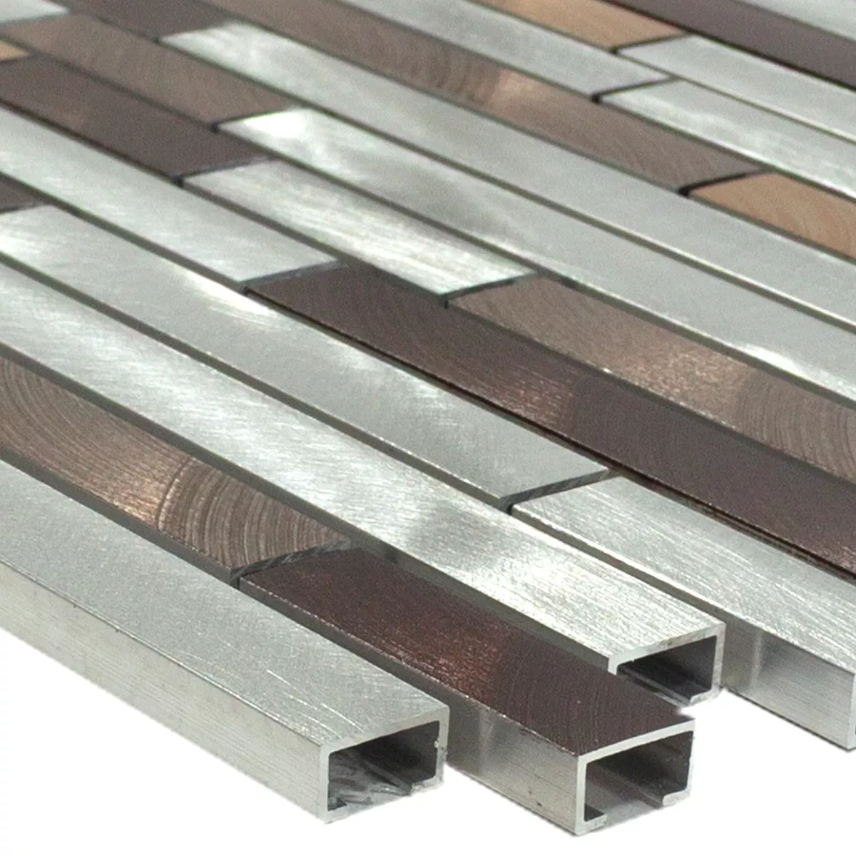 Aluminium Metall Mosaikkfliser Caramella Brun Sølv
