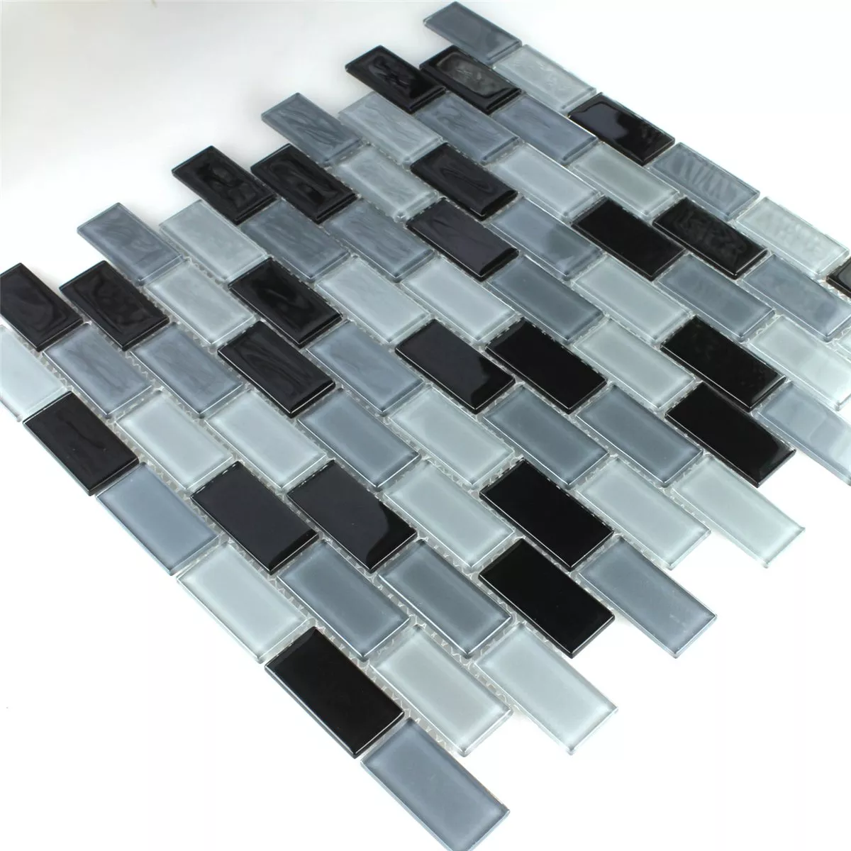 Glass Mosaikk Fliser Svart Mix 25x50x4mm