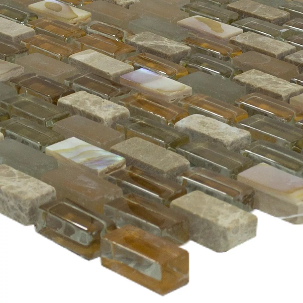 Glass Naturstein Mosaikk Zafferana Brun Beige