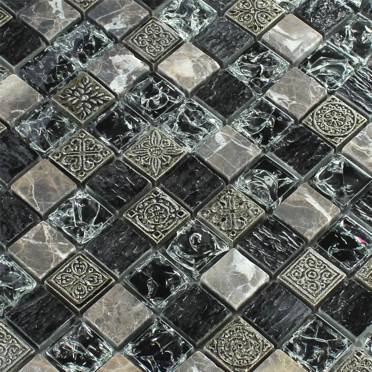 Mosaikkfliser Glass Marmor Effekt Svart