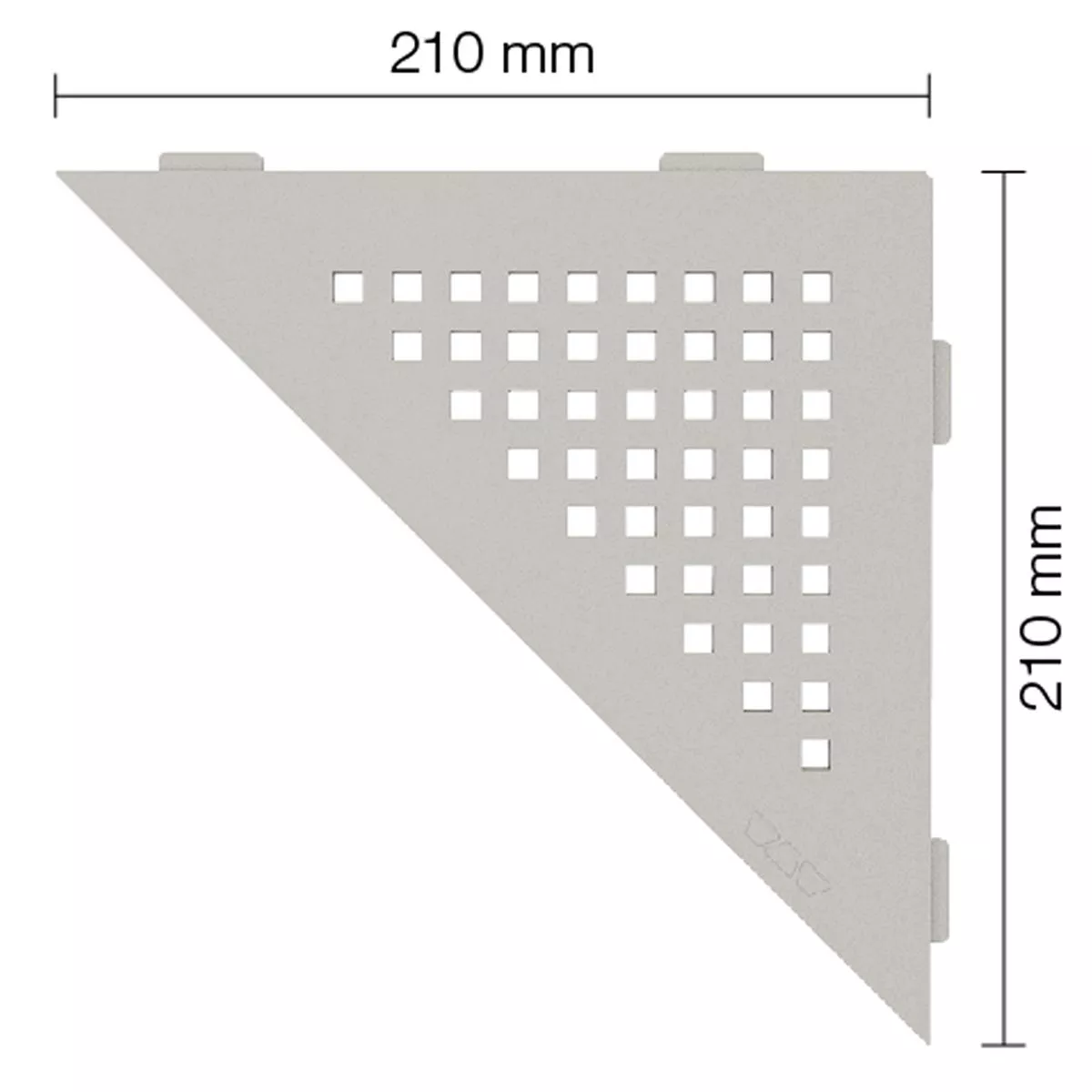 Vegghylle dusjhylle Schlüter triangel 21x21cm firkantet beige