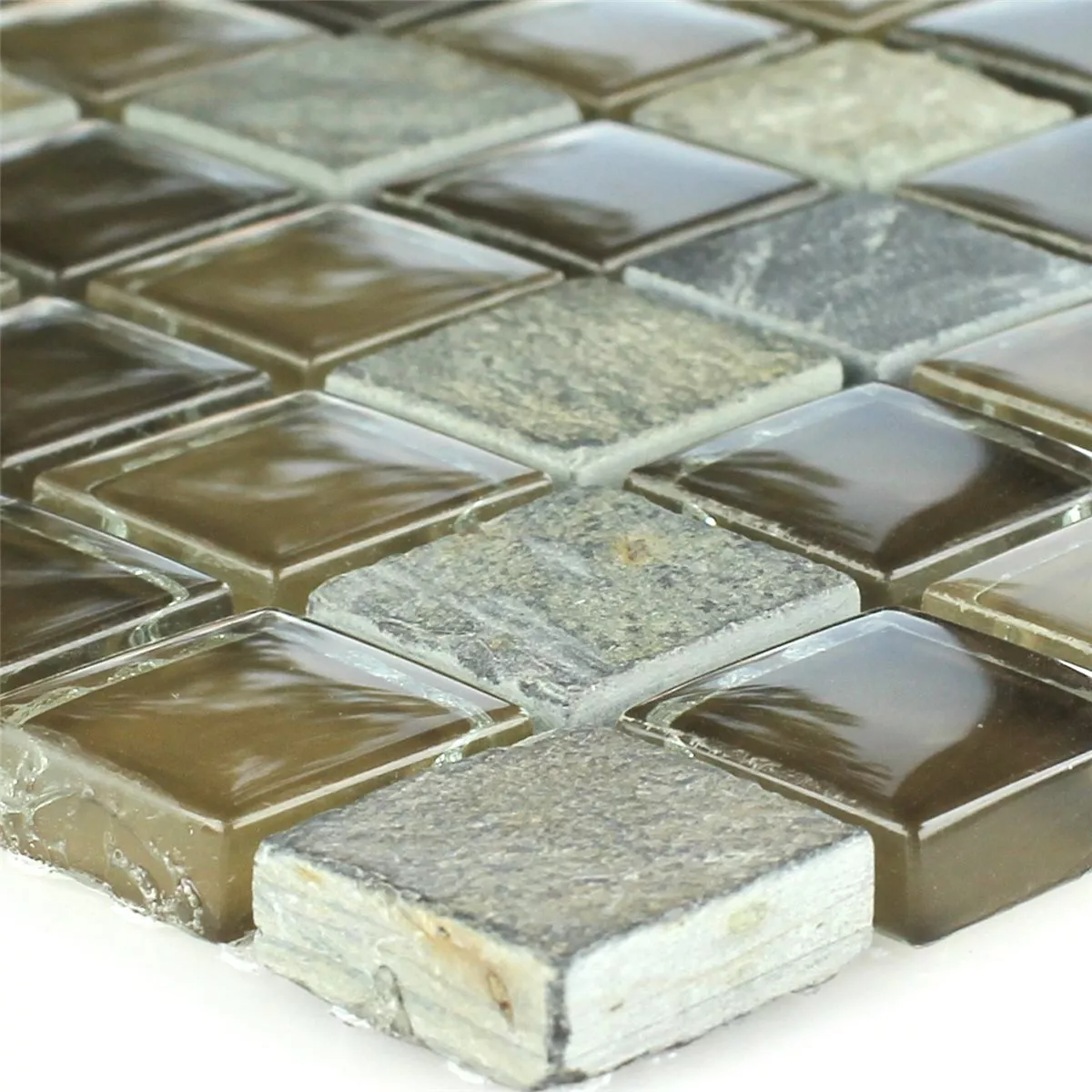 Mosaikkfliser Naturstein Glass Mocca