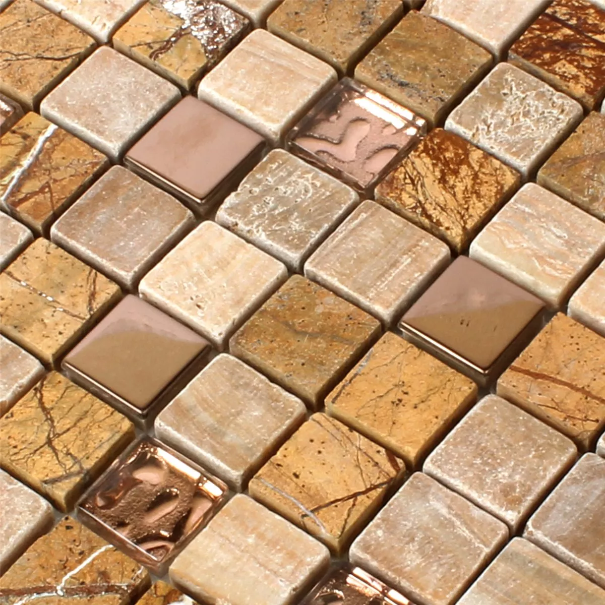 Mosaikkfliser Glass Naturstein Rustfritt Stål Brun Mix