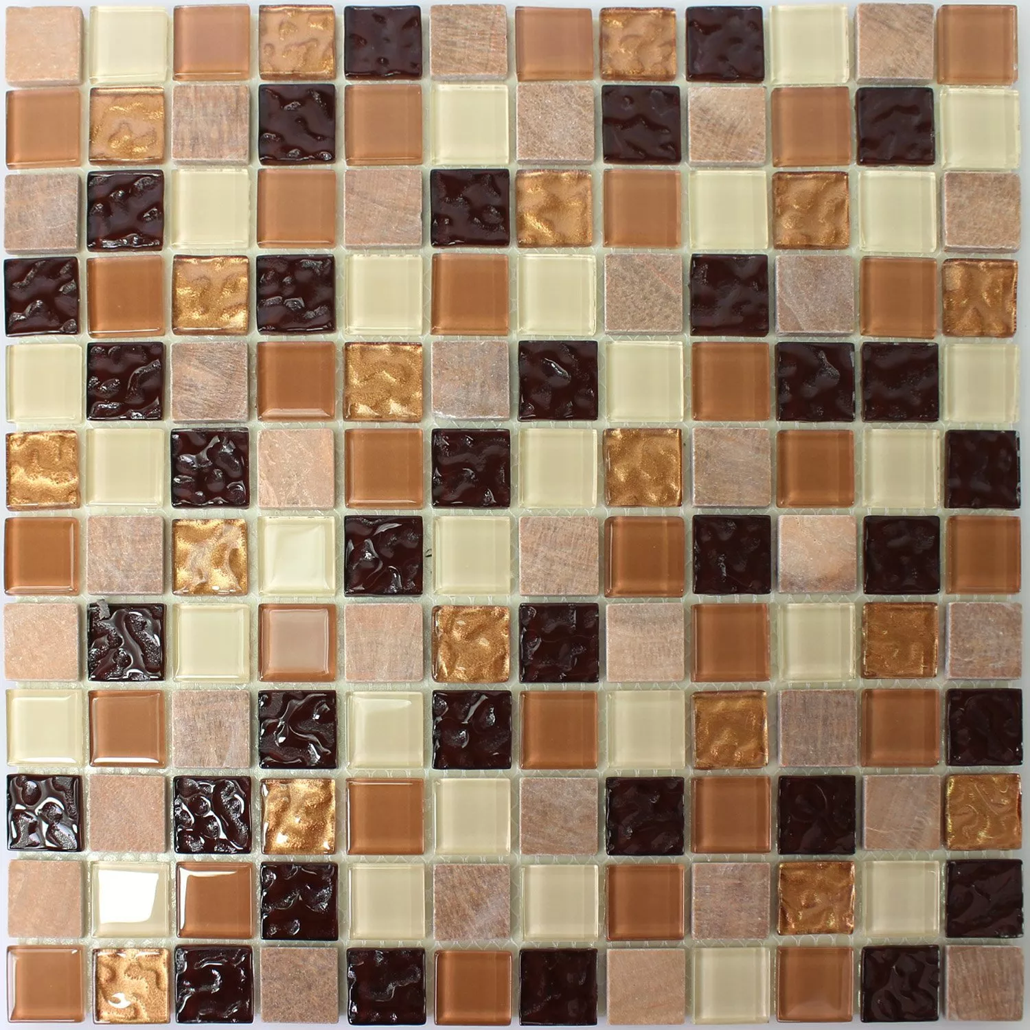 Selvklebende Mosaikkfliser Naturstein Glass Beige Brun