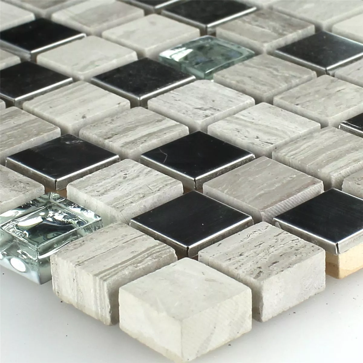Mønster fra Mosaikkfliser Glass Sandstein Rustfritt Stål Grå 