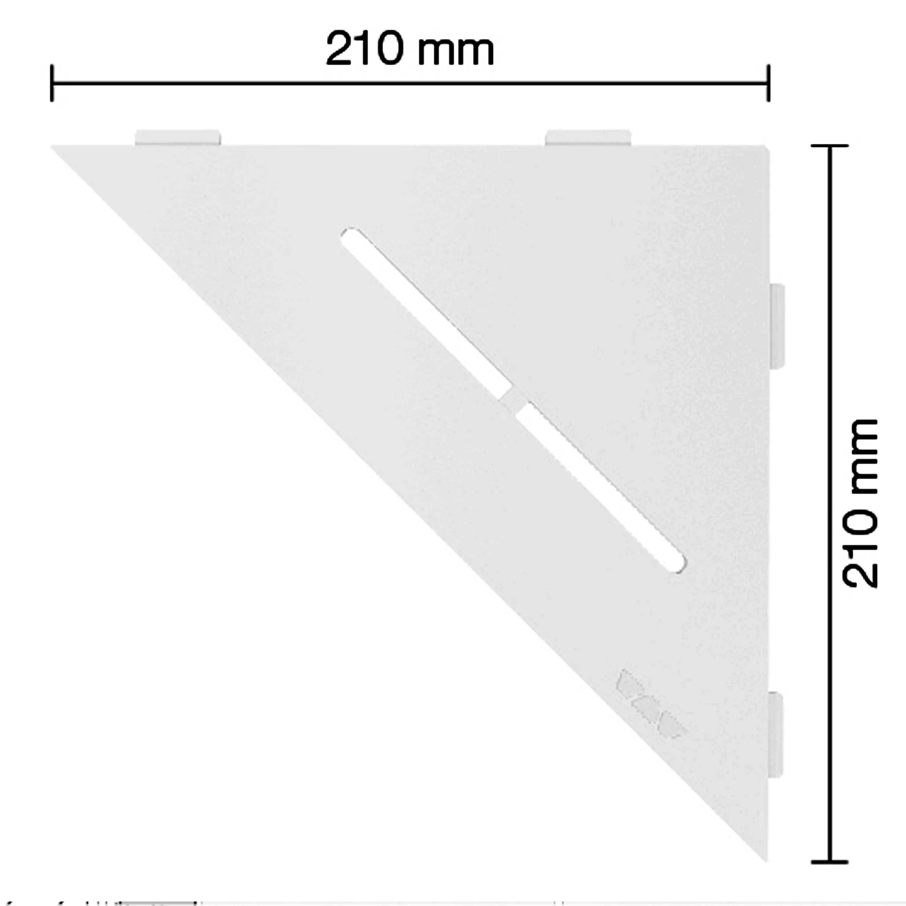 Dusjhylle vegghylle Schlüter triangel 21x21cm ren briljant hvit