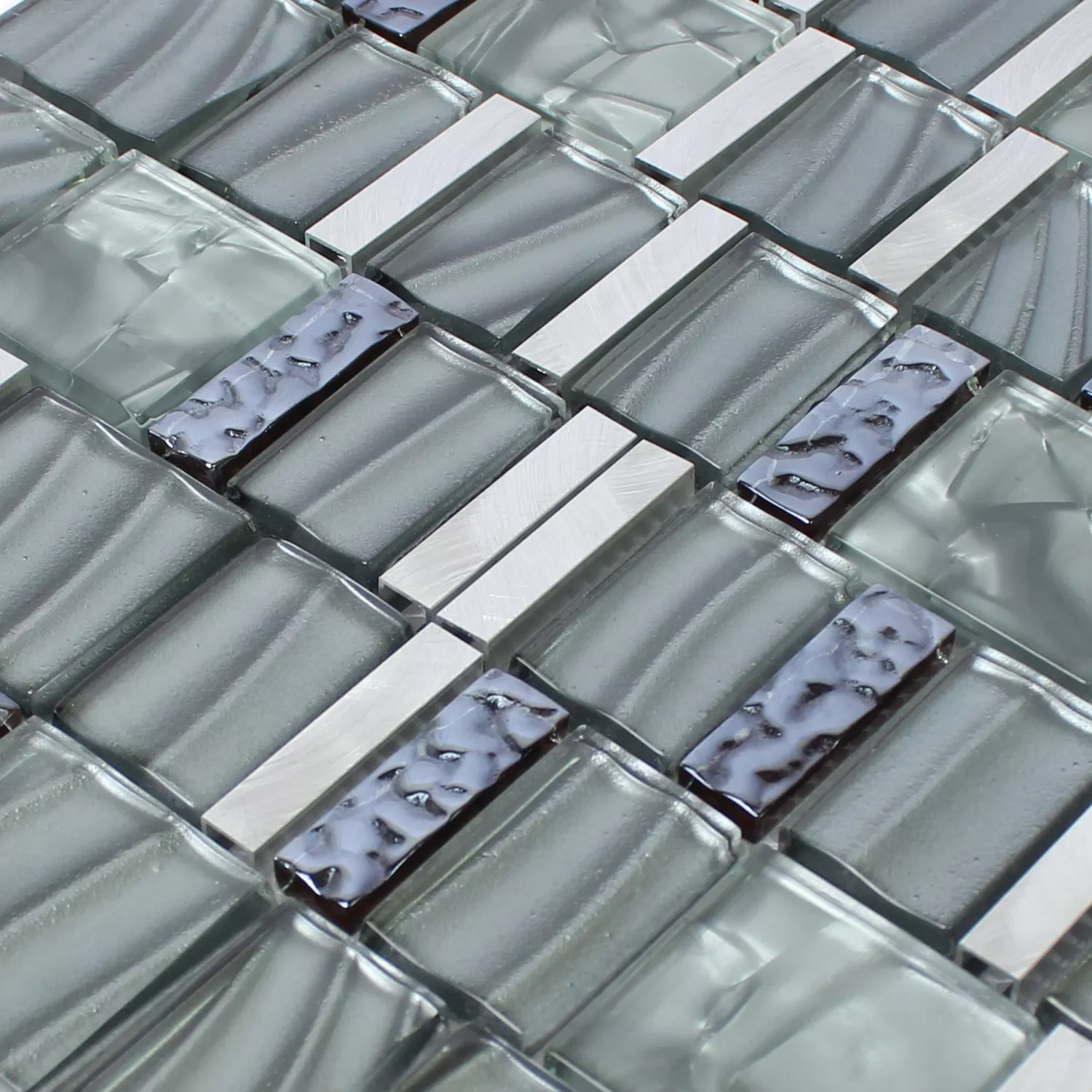 Mosaikkfliser Glass Aluminium Grå Sølv Mix