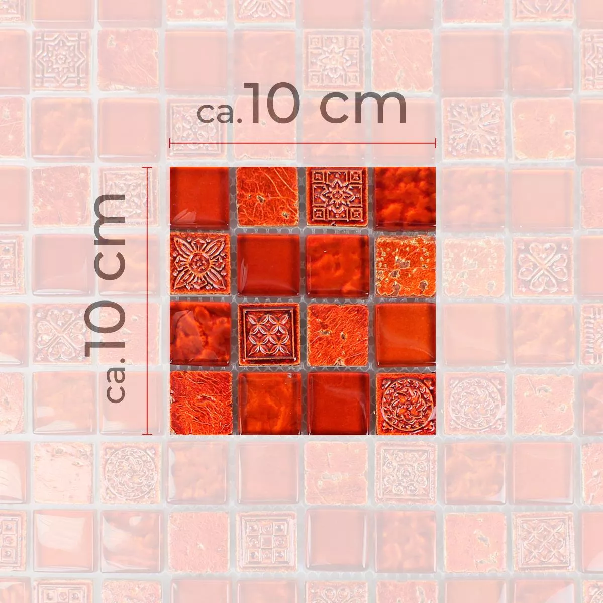 Mønster fra Mosaikkfliser Georgia Glass Naturstein Mix Rød