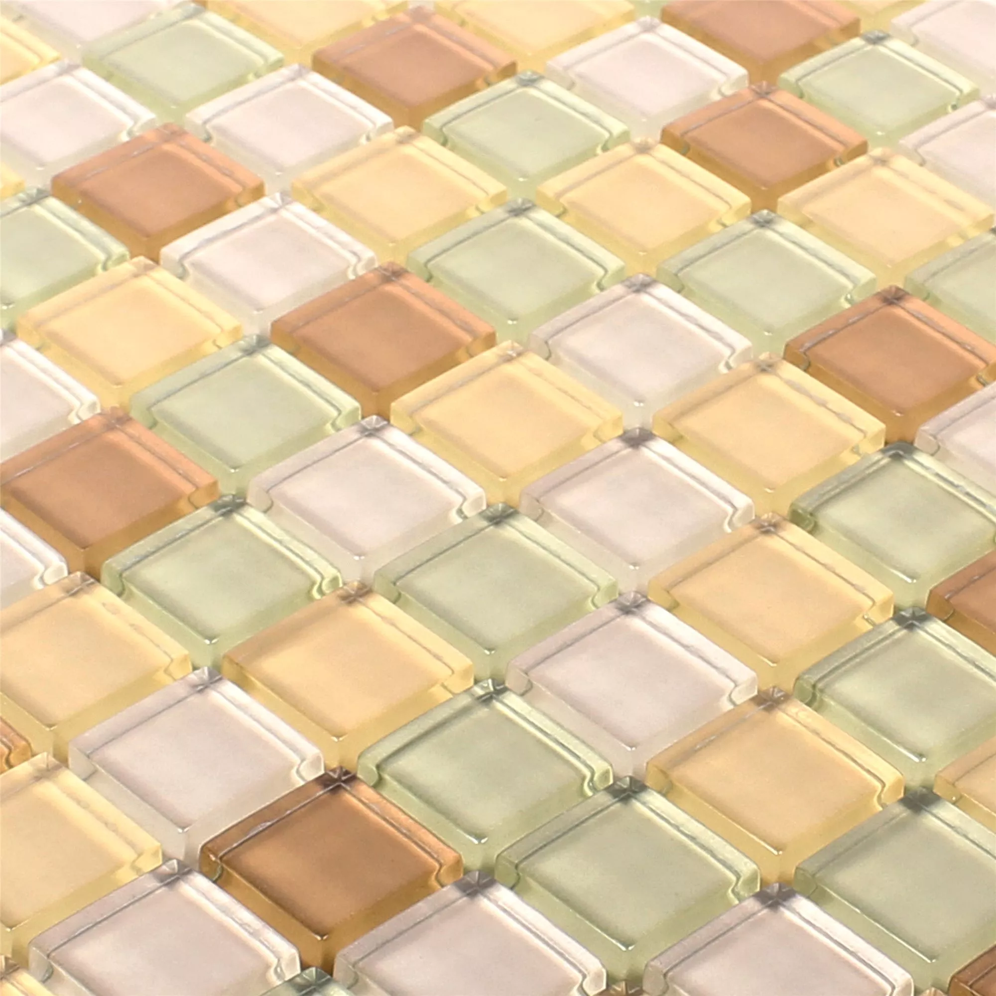 Glass Mosaikk Fliser 23x23x8mm Beige Mix