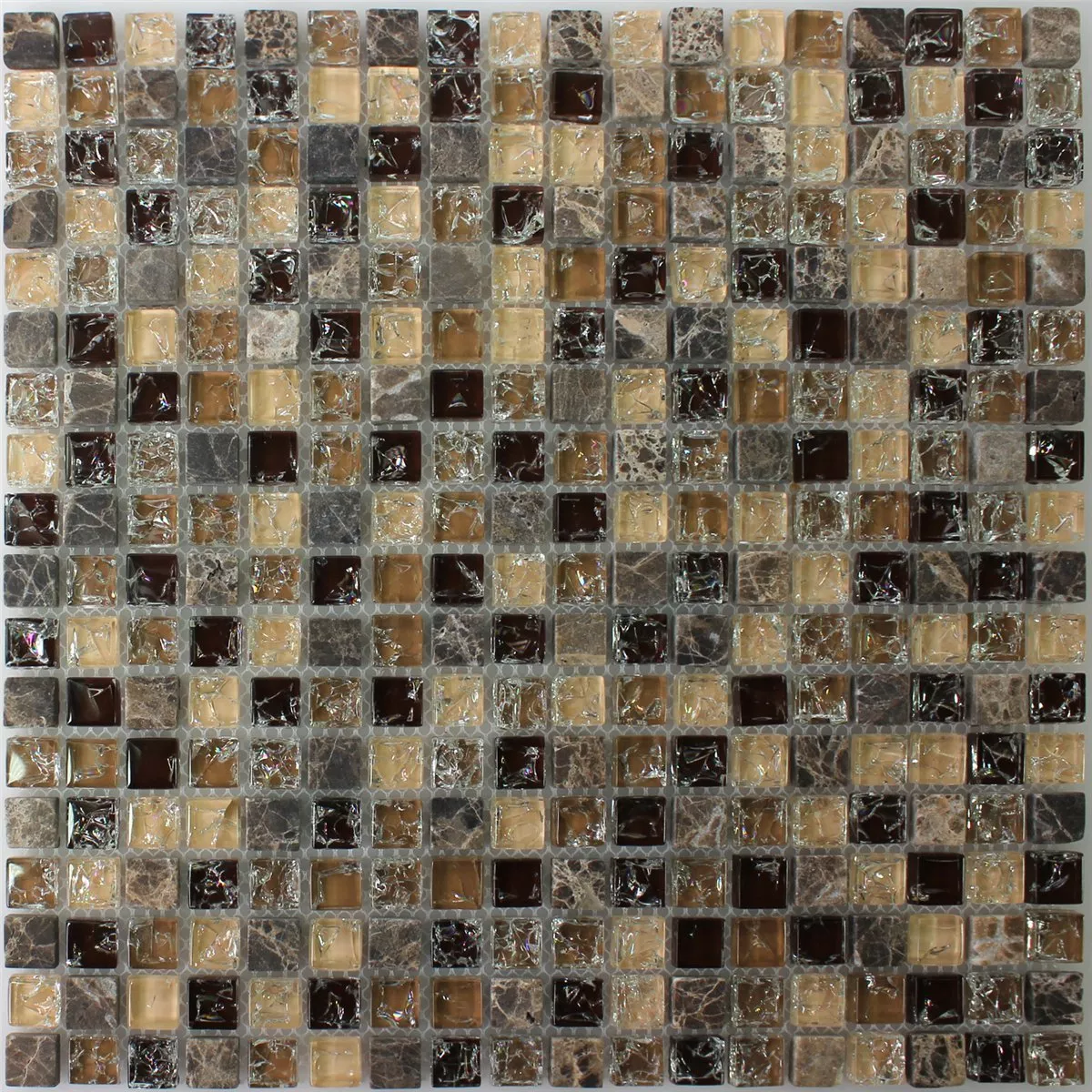 Glass Mosaikk Fliser Naturstein Knust Glass Dark Emperador