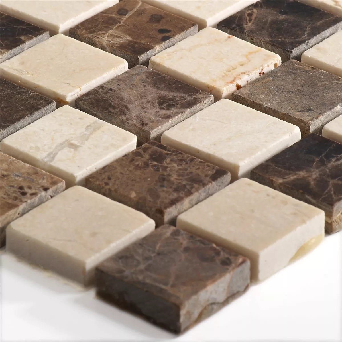 Mosaikkfliser Marmor Naturstein Beige Brun Mix