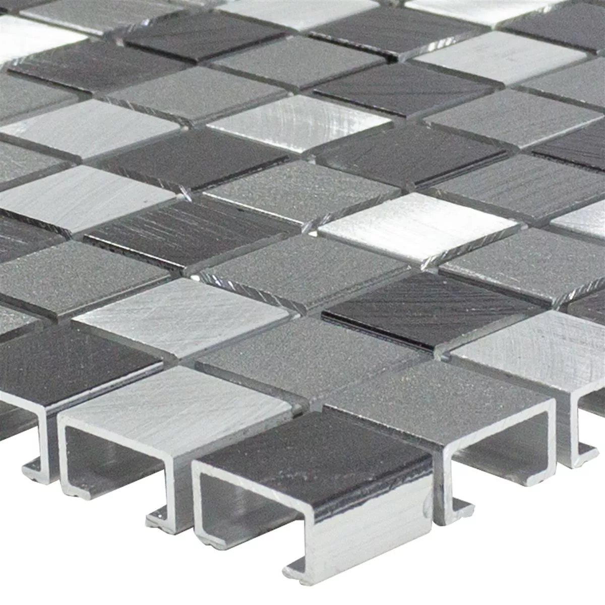 Mønster fra Aluminium Metall Mosaikkfliser Montezuma Grå Sølv Mix