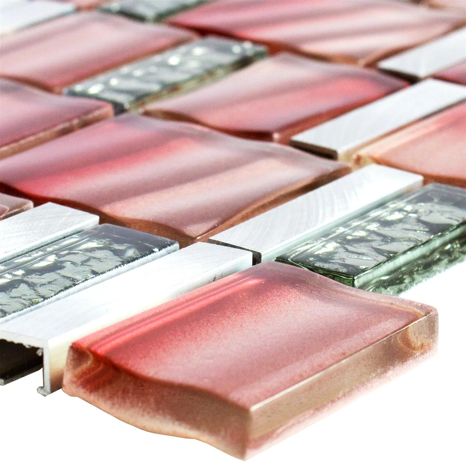 Glass Metall Mosaikkfliser Union Rød Sølv Glass Metall Mosaikkfliser Union Rød Sølv