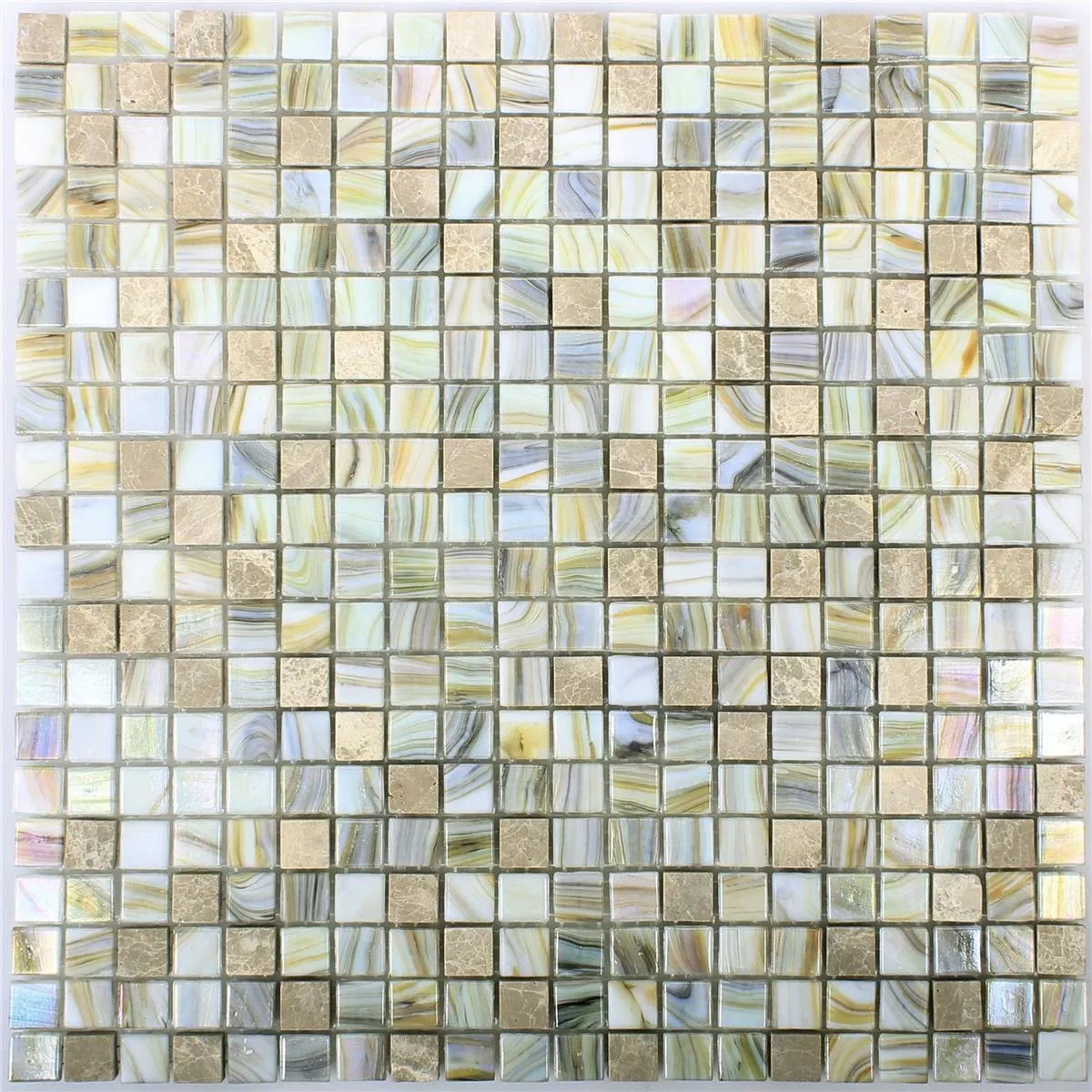 Glass Perlemor Naturstein Mosaikkfliser Fokus Beige