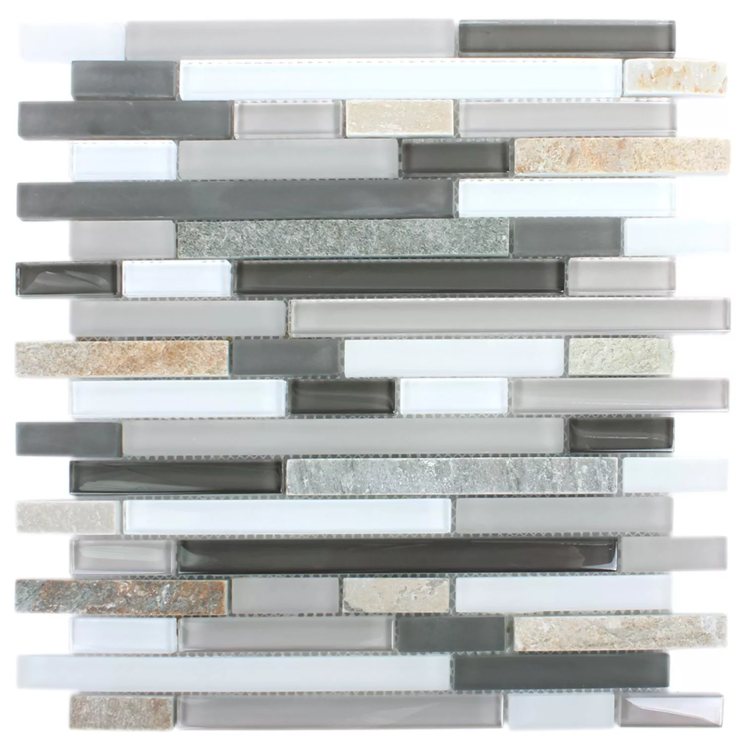 Mosaikkfliser Apollo Naturstein Glassblanding Brun Hvit Brick