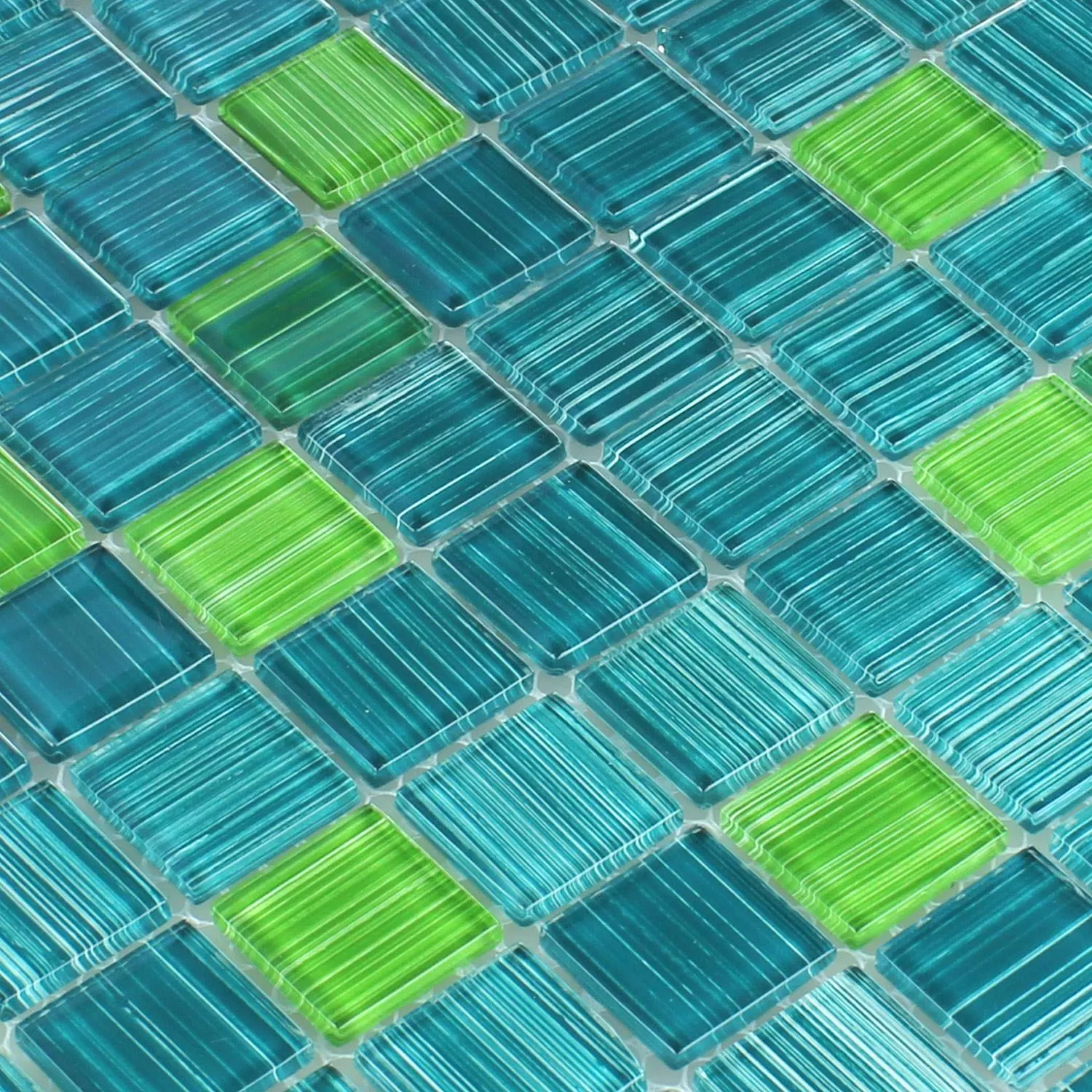 Glass Mosaikk Fliser Stripete Grønn Mix