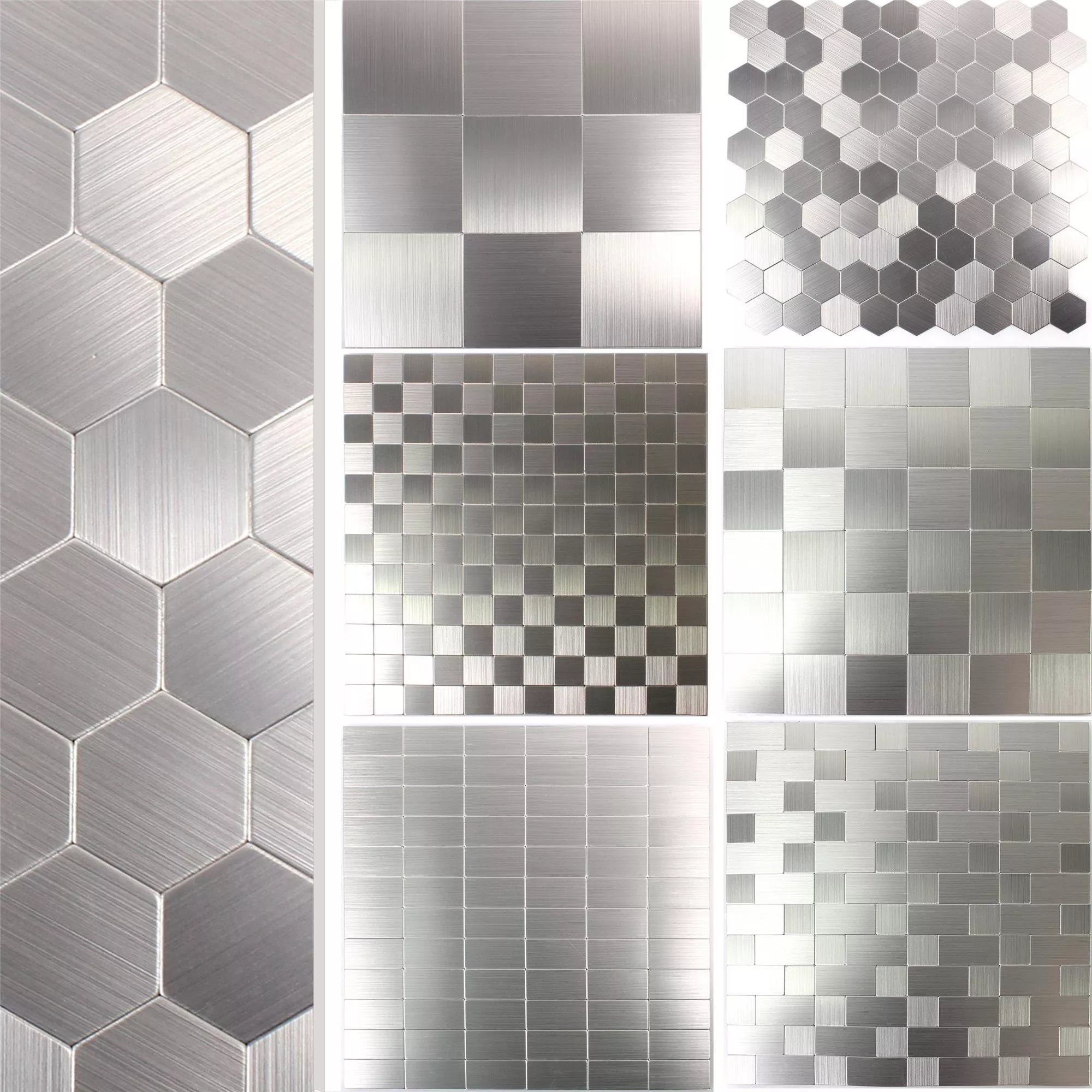 Mosaikkfliser Metall Selvklebende Mikros Sølv