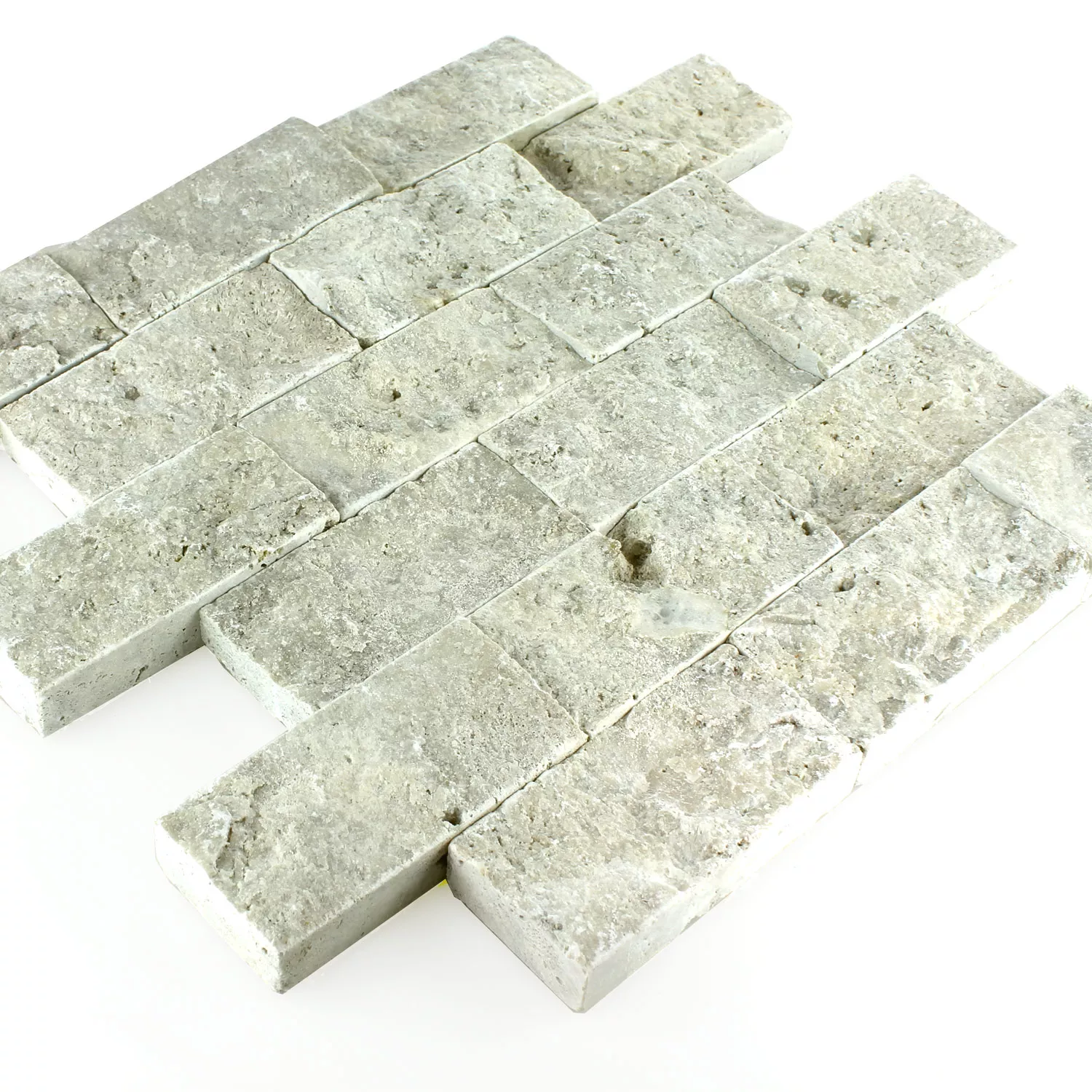 Mosaikkfliser Naturstein 3D Sumba Sølv Brick