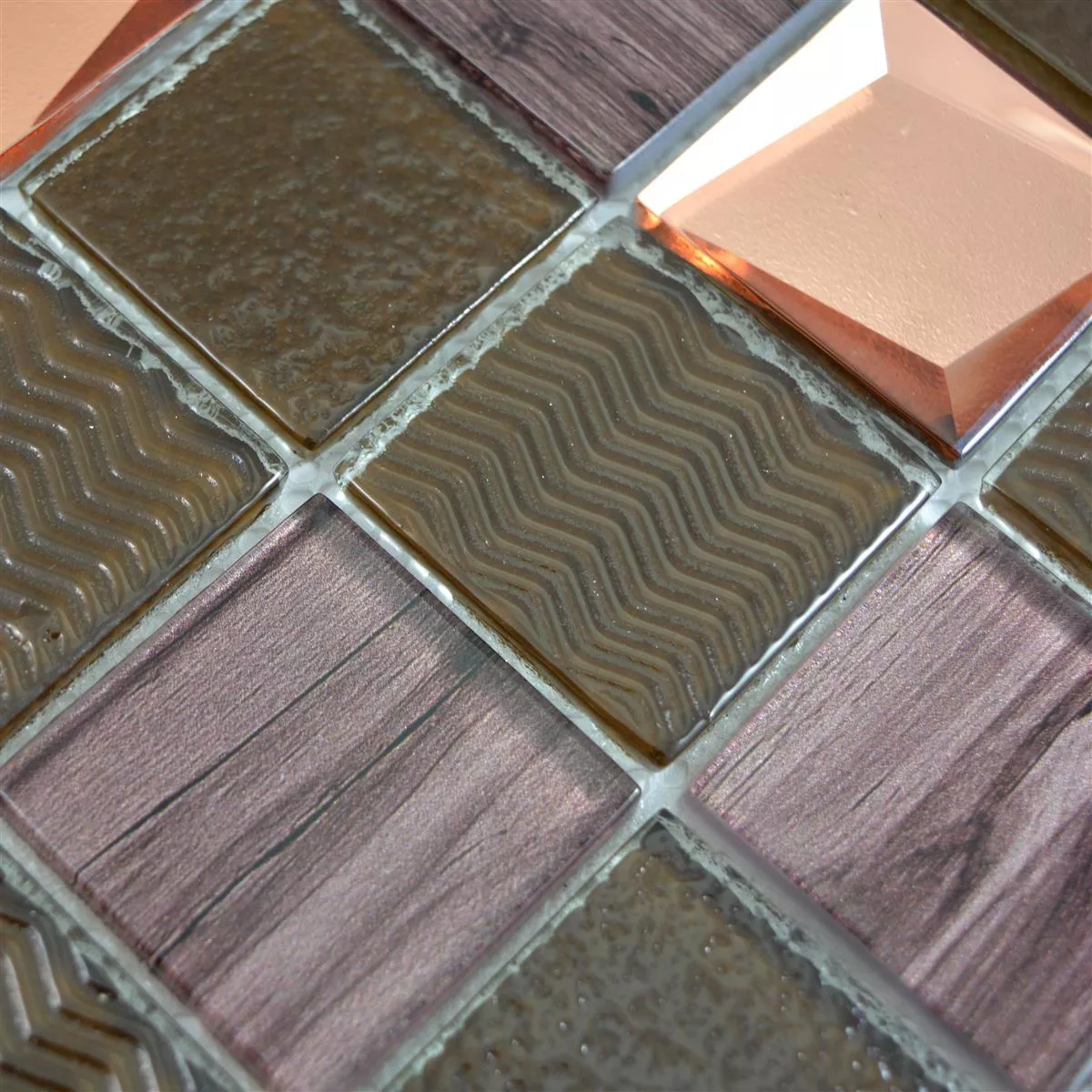 Mønster fra Glass Mosaikk Fliser Paradise Bronse