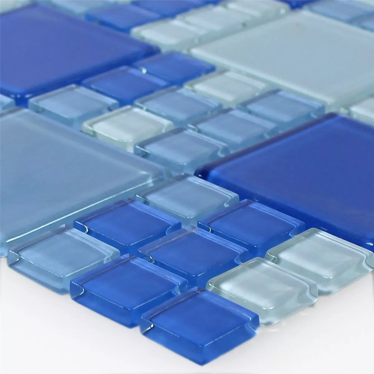 Glass Mosaikk Fliser Blå Lyse Blå Mix