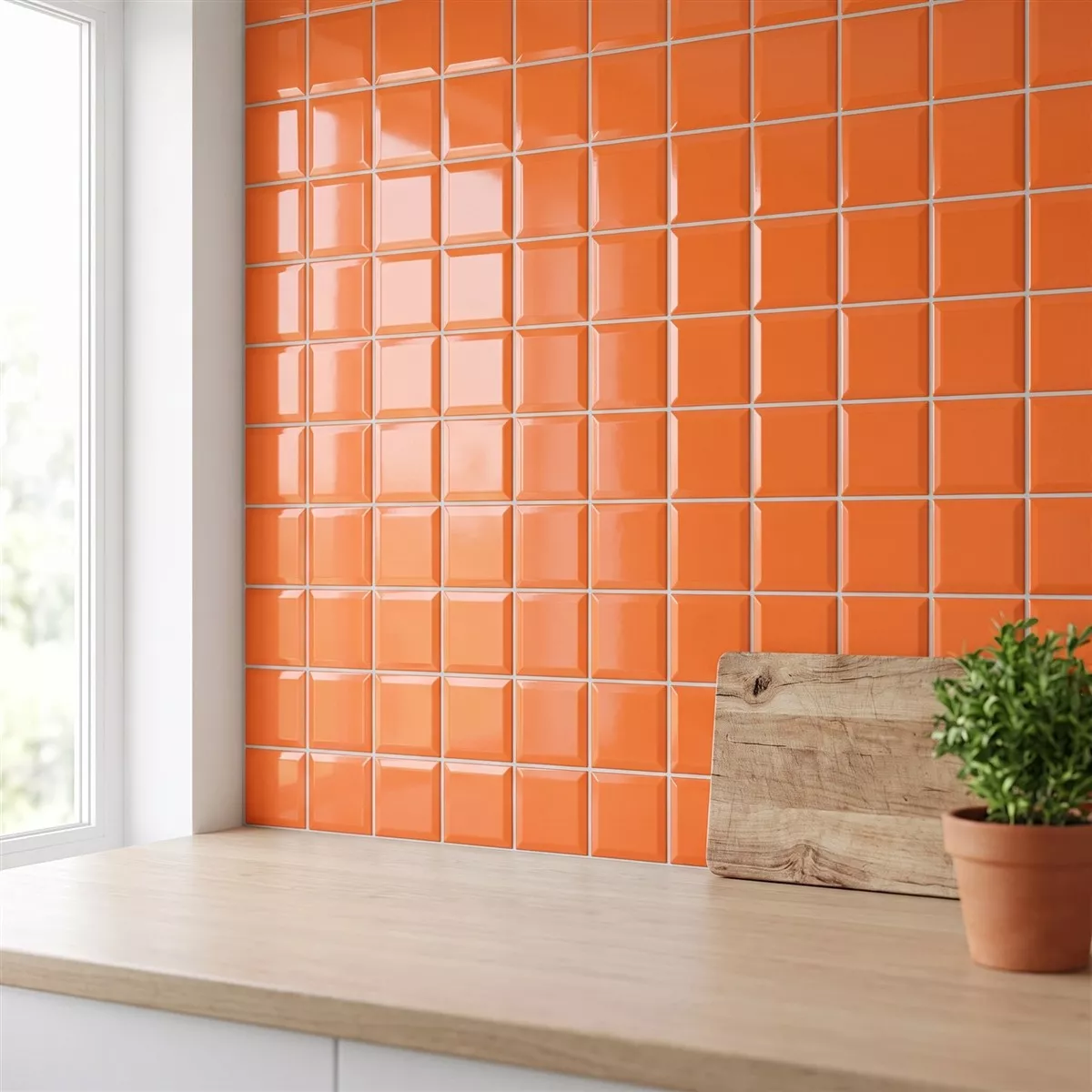 Metro flis Oransje Glitrende 10x10 cm Fasett Catarina Naranja