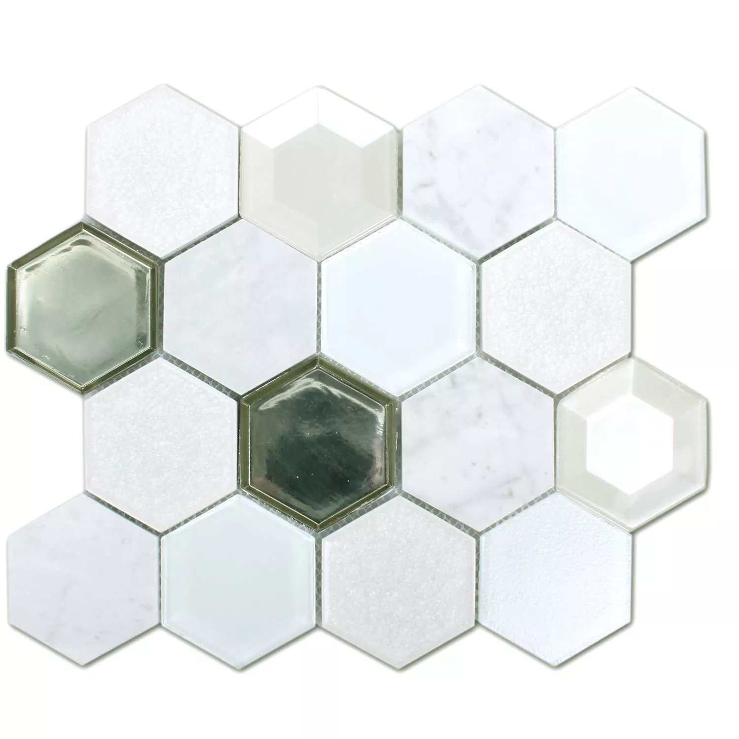 Mosaikkfliser Concrete Glass Naturstein 3D Hvit