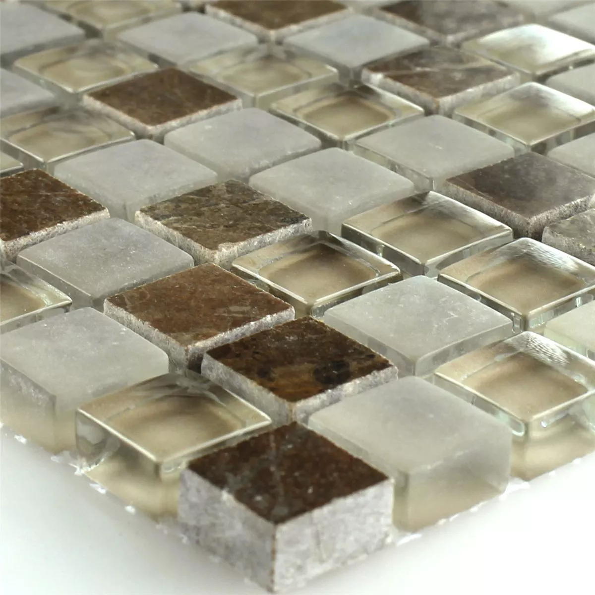 Mosaikkfliser Glass Marmor Quebeck Brun 15x15x8mm