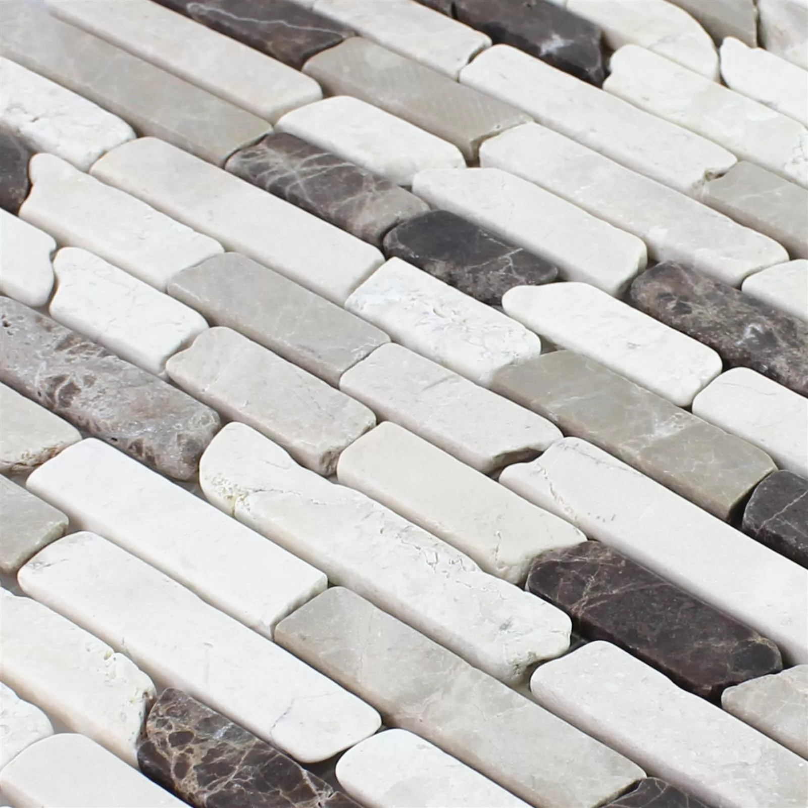 Marmor Naturstein Mosaikkfliser Rocky Brun Beige