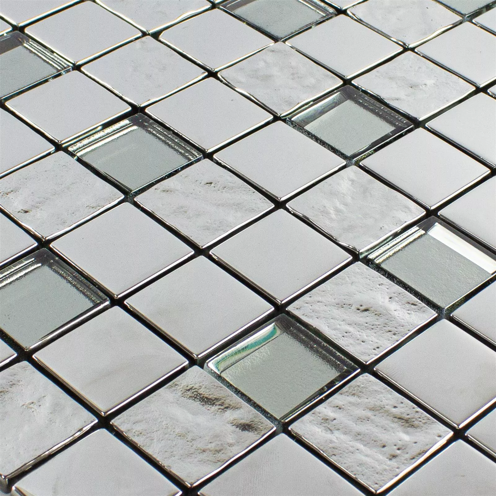 Glass Mosaikk Fliser Midland Sølv