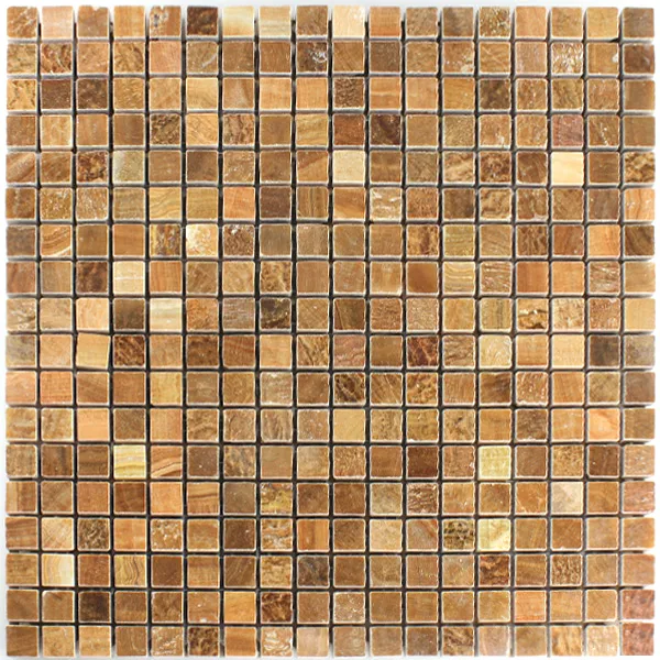 Mosaikkfliser Marmor Brun Polert 15x15x7mm