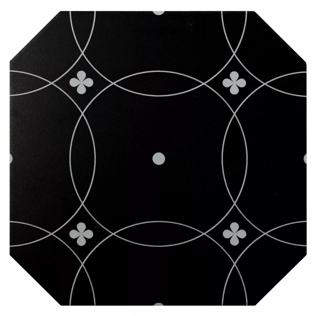 Mønster fra Porselens Steintøy Fliser Genexia Svart Hvit Decor 1 Oktagon 20x20cm