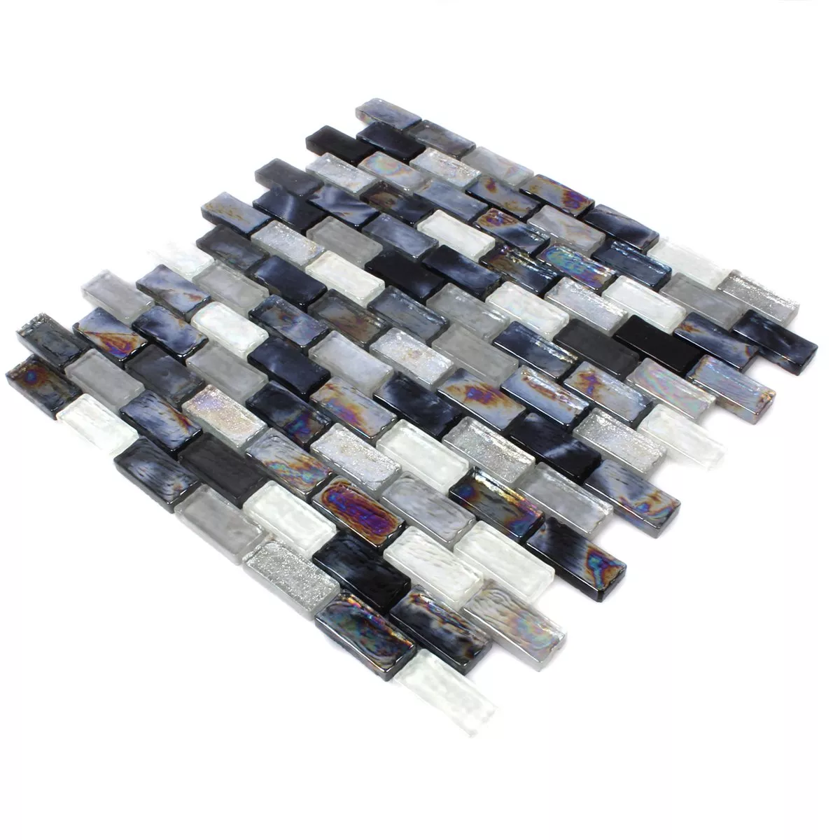 Mosaikkfliser Glass Effekt Petrol Black Mix 20x42x8mm