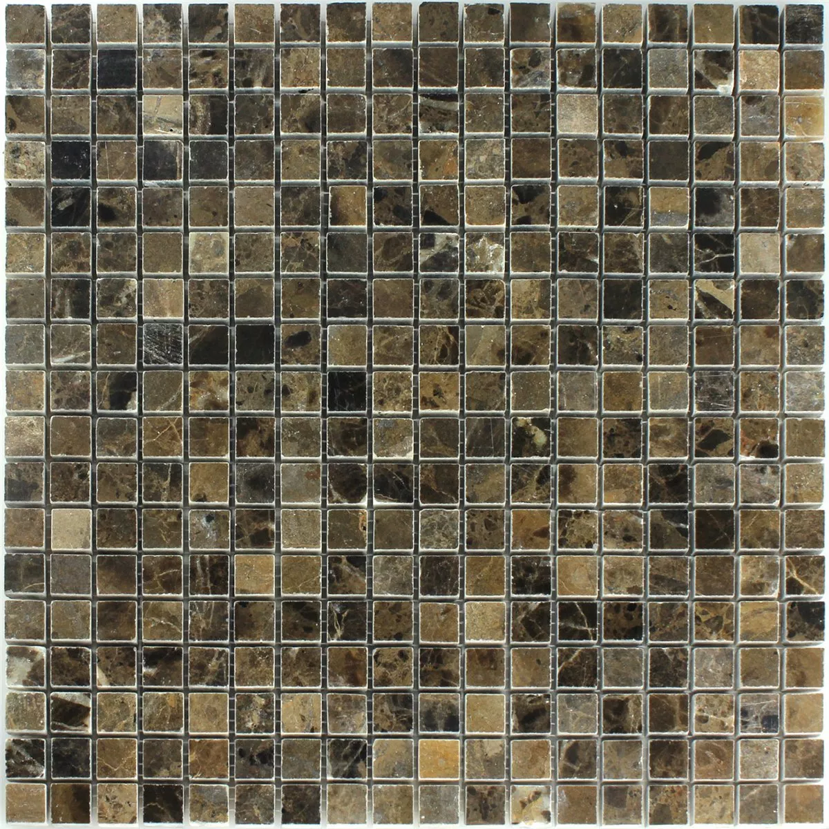 Mosaikkfliser Marmor Brun Polert 15x15x7,5mm