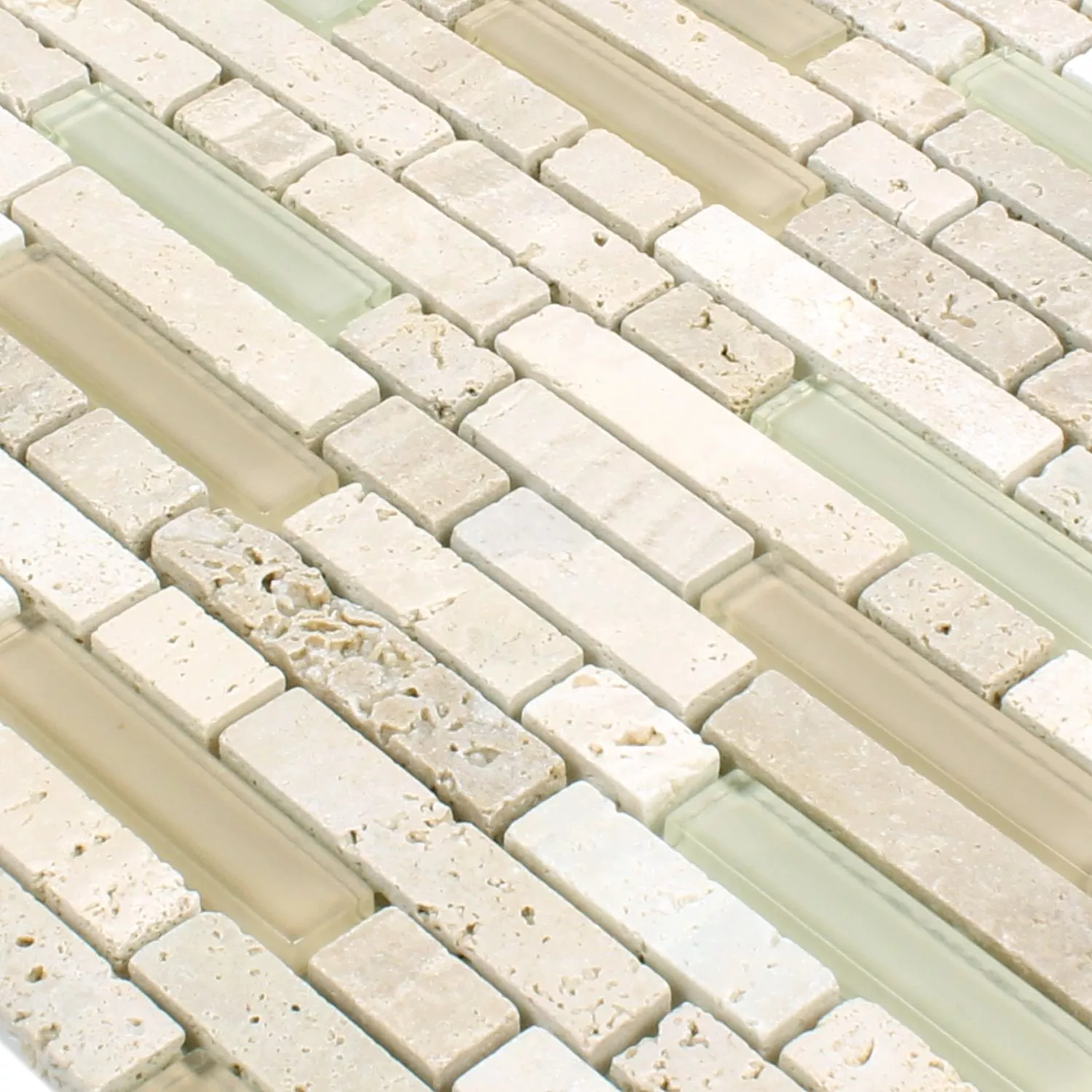 Mønster fra Mosaikkfliser Milos Glass Naturstein Mix Beige Sammensatt