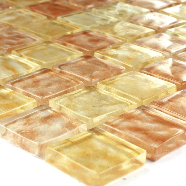 Glass Mosaikk 25x25x6mm Bernstein Beige Mix