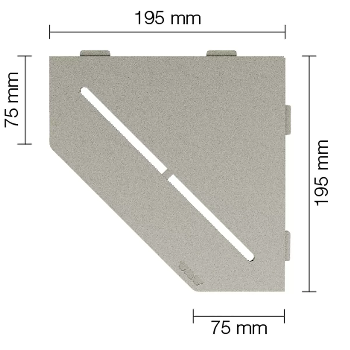 Vegghylle dusjhylle Schlüter 5-hjørnet 19,5x19,5cm ren grå