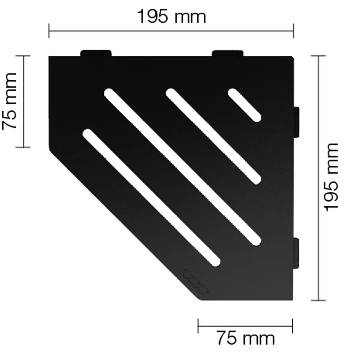 Vegghylle dusjhylle Schlüter 5-hjørnet 19,5x19,5cm Wave Graphite