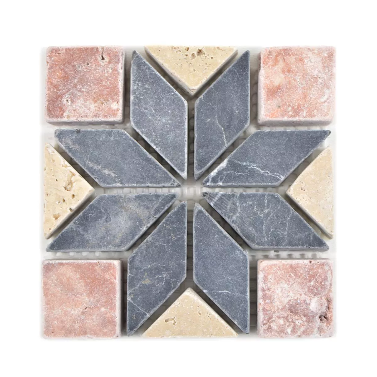 Naturstein Rosone Gramling Beige Rød Svart 10x10cm Naturstein Rosone Gramling Beige Rød Svart 10x10cm